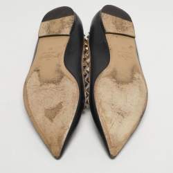 Pre Owned Valentino Rockstud Size 39 Black/Beige Leather Ballet Flats