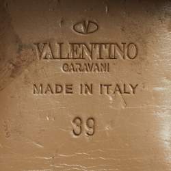 Pre Owned Valentino Rockstud Size 39 Black/Beige Leather Ballet Flats