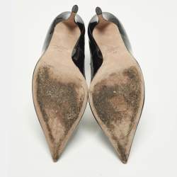 Pre Owned Valentino Size 40 Black Patent Leather Ankle Strap Pumps