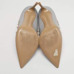 Pre Owned Valentino Rockstud Size 38.5 Grey/Beige Leather Pumps