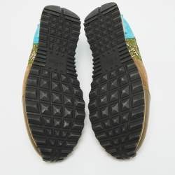 Pre Owned Valentino Rockstud Size 39 Multicolor Lace, Leather and Suede Low Top Sneakers