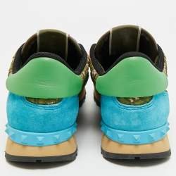 Pre Owned Valentino Rockstud Size 39 Multicolor Lace, Leather and Suede Low Top Sneakers