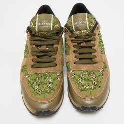 Pre Owned Valentino Rockstud Size 39 Multicolor Lace, Leather and Suede Low Top Sneakers