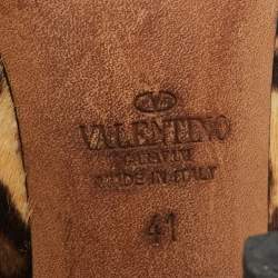 Pre Owned حذاء كعب عالي فالنتينو جلد معدني مرصع روكستد سير كاحل مقاس 36.5