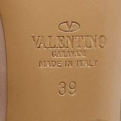 Pre Owned Valentino Rockstud Size 39 Beige Leather Ankle Strap Pumps