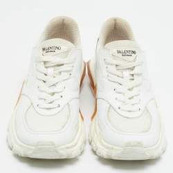 مملوكة مسبقًا Valentino Climbers Size 38 White Leather and Mesh Lace Up Sneakers