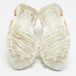 مملوكة مسبقًا Valentino Climbers Size 38 White Leather and Mesh Lace Up Sneakers