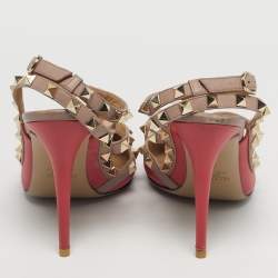 مملوكة مسبقًا Valentino Rockstud Size 39 Pink/Beige Leather Pumps
