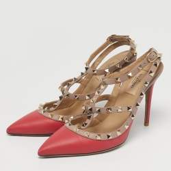 مملوكة مسبقًا Valentino Rockstud Size 39 Pink/Beige Leather Pumps