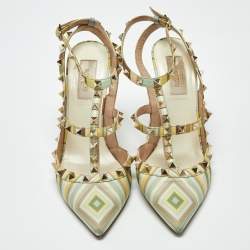 Pre Owned Valentino Rockstud Size 39 Multicolor Leather Pumps