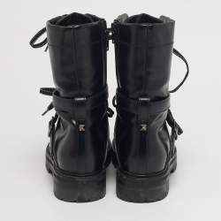 مملوكة مسبقًا Valentino Rockstud Size 36 Black Leather Combat Boots