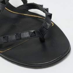 مملوكة مسبقًا حذاء فلات فالتنينو روكستد جلد كاحل أسود مقاس 37