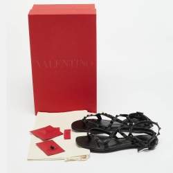 مملوكة مسبقًا حذاء فلات فالتنينو روكستد جلد كاحل أسود مقاس 37