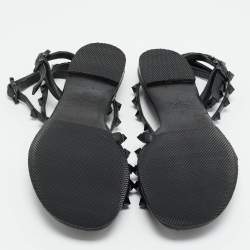 مملوكة مسبقًا حذاء فلات فالتنينو روكستد جلد كاحل أسود مقاس 37