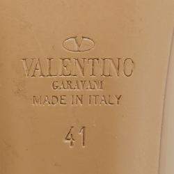 Pre Owned Valentino Rockstud Size 41 Beige Leather and Patent Leather Pumps