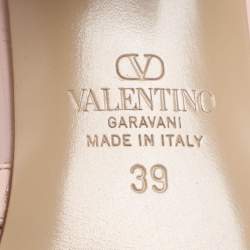 Pre Owned Valentino Rockstud Size 39 Pink Leather Slide Sandals