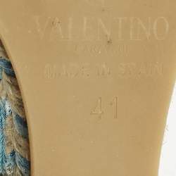 Pre Owned Valentino Size 41 Multicolor Leather Slingback Wedge Sandals