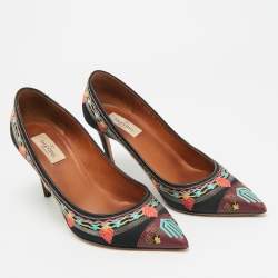 مملوكة مسبقًا حذاء فالنتينو تطريز كليم كانفاس أسود مقاس 40