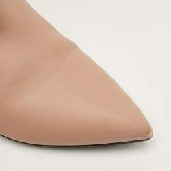 Pre Owned حذاء بوت فالنتينو روكستود جلد وردي غامق بطول الركبة مقاس 38