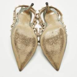 مملوكة مسبقًا Valentino Rockstud Size 36 Beige/Light Blue Leather and Patent Leather Pumps