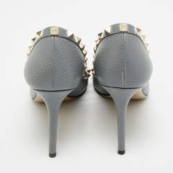 Pre Owned Valentino Rockstud Size 39 Grey Leather Pumps