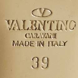 مملوكة مسبقًا حذاء كعب عالي فالنتينو سير كاحل روكستد جلد أحمر/بيج مقاس 37.5