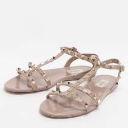 مملوكة مسبقًا حذاء سلايد فلات فالنتينو روكستد هلامي زهري بمقاس 37