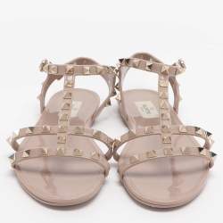 مملوكة مسبقًا حذاء سلايد فلات فالنتينو روكستد هلامي زهري بمقاس 37