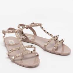 مملوكة مسبقًا حذاء سلايد فلات فالنتينو روكستد هلامي زهري بمقاس 37