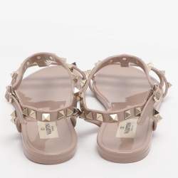 مملوكة مسبقًا حذاء سلايد فلات فالنتينو روكستد هلامي زهري بمقاس 37