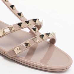 مملوكة مسبقًا حذاء سلايد فلات فالنتينو روكستد هلامي زهري بمقاس 37