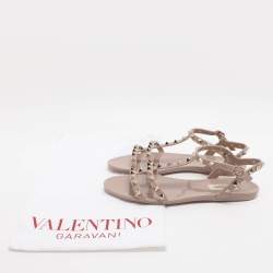 مملوكة مسبقًا حذاء سلايد فلات فالنتينو روكستد هلامي زهري بمقاس 37