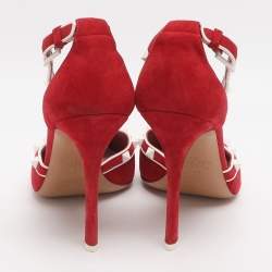 مملوكة مسبقًا حذاء كعب عالي فالنتينو جلد بيج / أسود سيور متقاطعة مرصعة روكستد مقاس 40.5