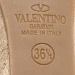 مملوكة مسبقًا Valentino Bow Size 36.5 Black Lace Espadrille Wedge Sandals