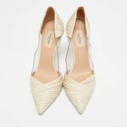 مملوكة مسبقًا حذاء كعب عالي فالنتينو بي دراب مقدمة مدببة بلاستيك مشمع و جلد وردي مقاس 35.5