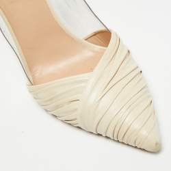 مملوكة مسبقًا حذاء كعب عالي فالنتينو بي دراب مقدمة مدببة بلاستيك مشمع و جلد وردي مقاس 35.5