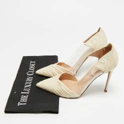 مملوكة مسبقًا حذاء كعب عالي فالنتينو بي دراب مقدمة مدببة بلاستيك مشمع و جلد وردي مقاس 35.5