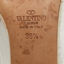 مملوكة مسبقًا حذاء كعب عالي فالنتينو بي دراب مقدمة مد ببة بلاستيك مشمع و جلد وردي مقاس 35.5