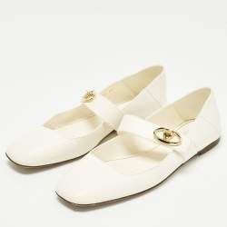 مملوكة مسبقًا حذاء باليرينا فلات فالنتينو جلد بحرف V مقاس 40 ماري جين