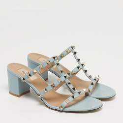 Pre Owned صندل فالنتينو روكستاد جلد لامع وردي مقاس 40