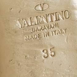 Pre Owned Valentino Rockstud Size 35 Brown Leather Flat Slide