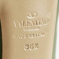 Pre Owned Valentino Couture Size 36.5 Green Patent Leather Bow Peep Toe Platform Pumps