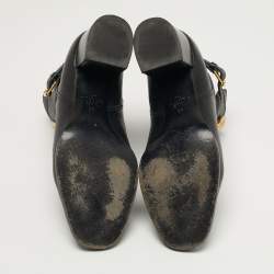 Pre Owned بوت فالتنينو جلد أسود بطول الكاحل مقاس 40