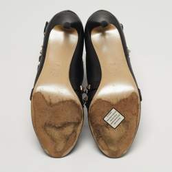 Pre Owned Valentino Rockstud Size 39 Black Leather Ankle Length Boots