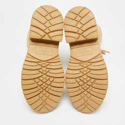 Pre Owned Valentino Rockstud Size 37 Beige Leather and Suede Ankle Length Boots