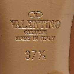 Pre Owned حذاء كعب عالي فالنتينو روكستد جلد بني لامع بحزام للكاحل مقاس 36