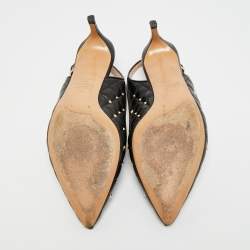 Pre Owned Valentino Rockstud Size 36 Black Quilted Leather Slingback Pumps