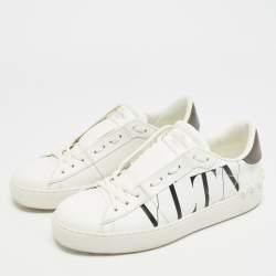 مملوكة مسبقًا حذاء رياضي فالنتينو منخفض من أعلى في إل تي إن جلد أبيض مقاس 37