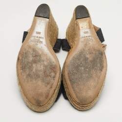 Pre Owned صندل فالنتينو إسبادريل دانتيل أسود بفيونكة نعل روكي فتحة كعب مقاس 40