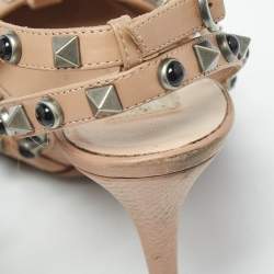 Pre Owned Valentino Rockstud Size 37 Beige Leather Pumps